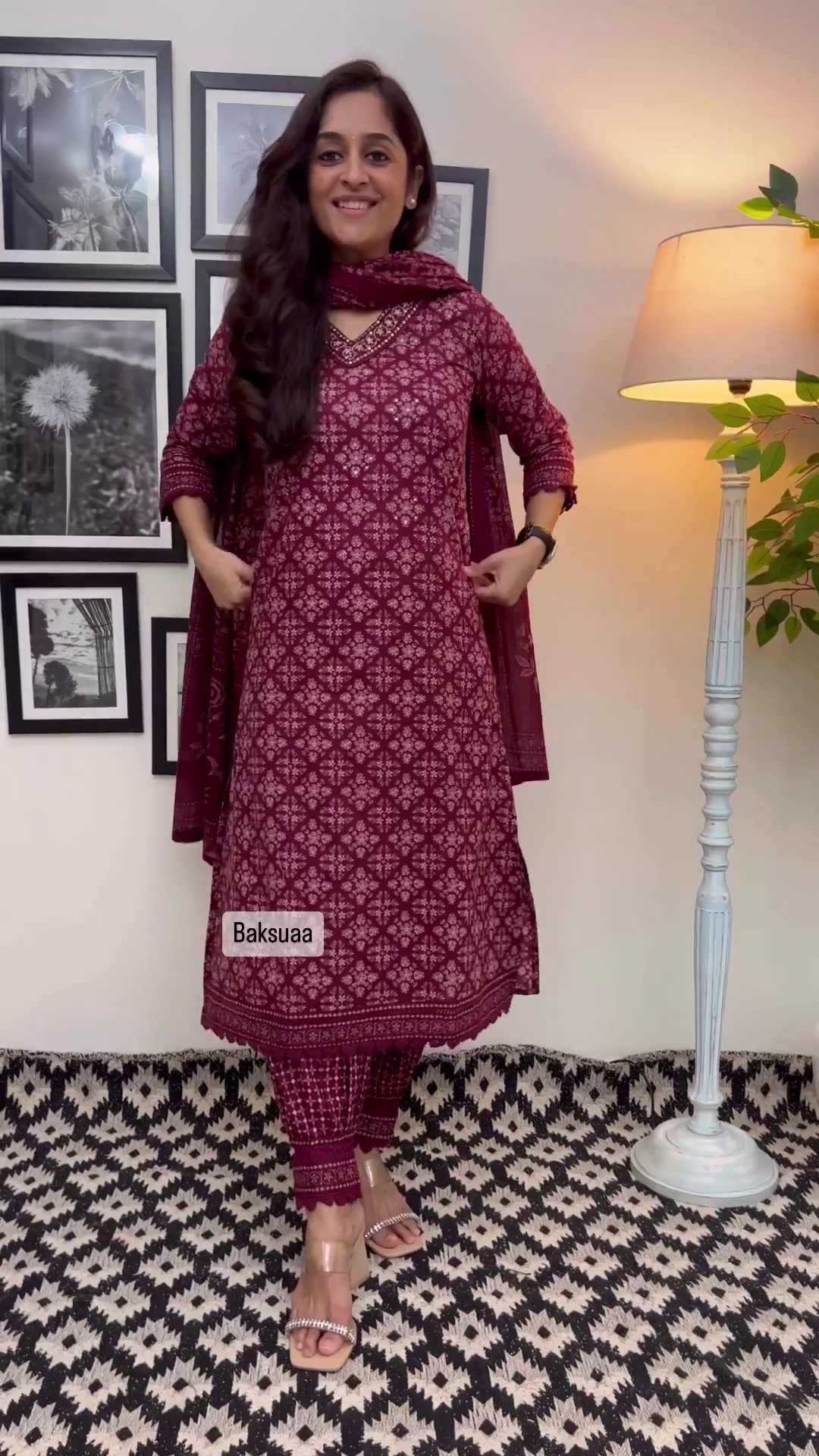 Elegant Wine Color Floral Cotton Afghani Suit Set – Comfortable & Chic for Every Occasion