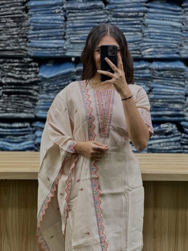 Elegant Embroidered Churidar Suit Set - Image 2