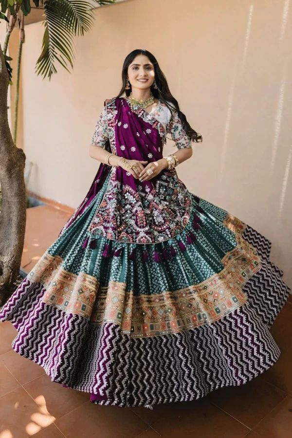 Royal Purple Embroidered Lehenga with Mirror Work