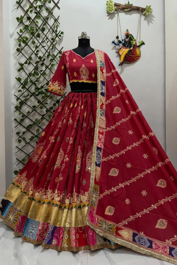 Royal Maroon Patchwork Lehenga - Image 3