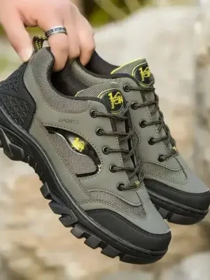 Rugged Trekking-Inspired Outdoor Sports Shoes in Olive & Black