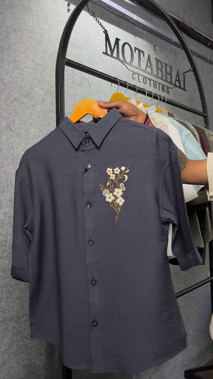 Casual Cotton Shirt – Unique Bird Embroidery - Image 3