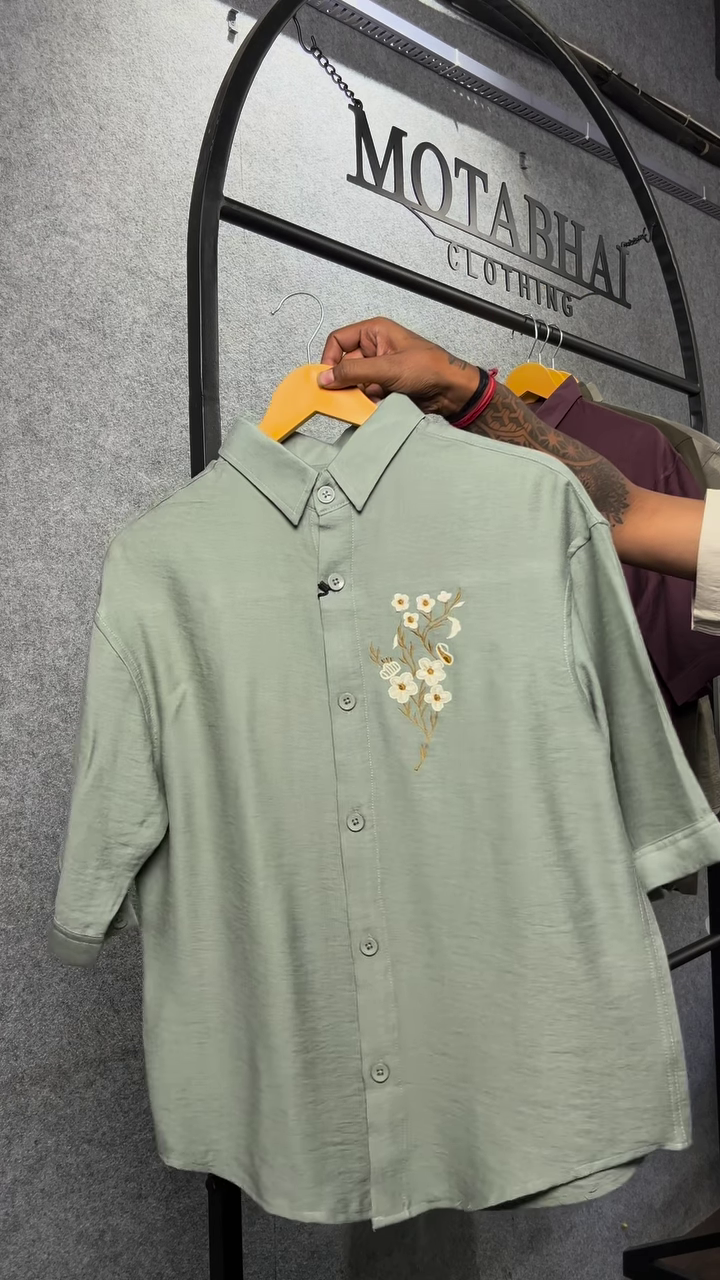 Casual Cotton Shirt – Unique Bird Embroidery - Image 4