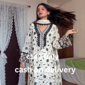 Elegant Black & White Embroidered Kurti Set – Just ₹149 | Cash on Delivery